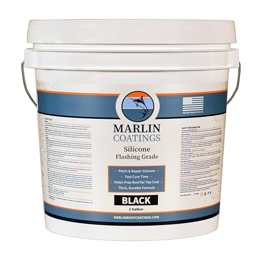 100% Silicone Roof Patch – Prevent and Repair Leaks – Complete Waterproofing – Easy Trowel or Brush Application… (2 Gallon, Black)