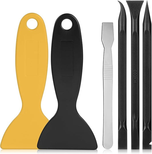 Crevice Cleaning Tool Set, 6Pcs Plastic Scrapers Non Scratch Multi-Purpose Plastic Scraper for Tight Space and Gaps Perfect to Remove Stickers Labels Oil Stains Dirt