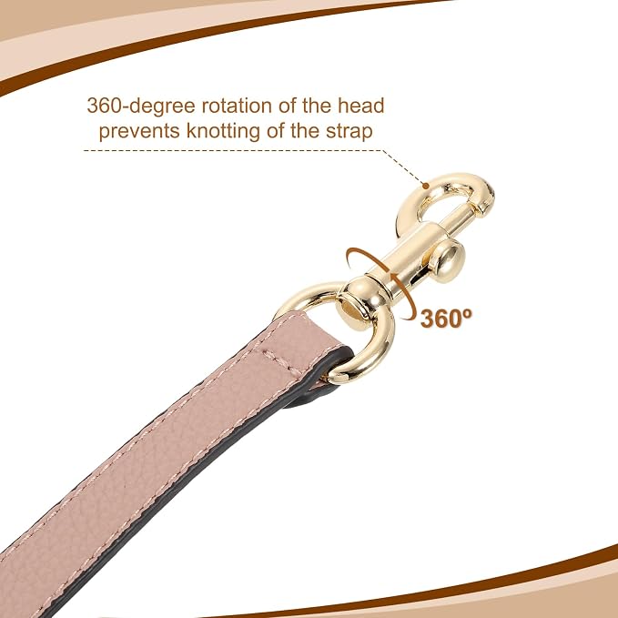 uxcell 25.59 Inch PU Leather Short Bag Strap with Clasp, Purse Handles Handbags Replacement Straps for Clutch Bag Underarm Bags, Pink, Gold Buckle