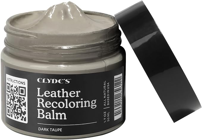 Clyde's™ Leather Company Leather Recoloring Balm – Color Restore & Scratch Repair Kit for Faded Leather Furniture, Car Seats, Sofa & Vinyl | 23 Colors | Non-Toxic Dye