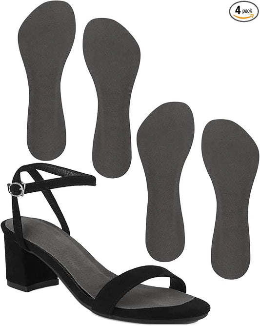 2 Pairs Pigskin High Heel Cushion Inserts, Anti-Slip Shoe Inserts for Dress Shoes Pain Relief, Adhesive Arch Support Sandal Insoles, Leather Cushioning Heel Insoles, Women M 7.5-9