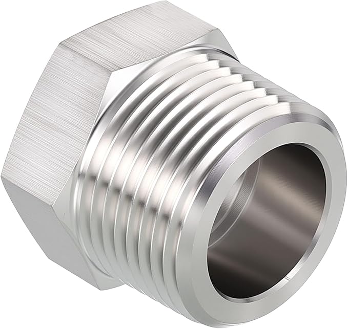 Pack of 1, 1" Male NPT to 3/4" FeMale NPT Solid 304 Stainless Steel Hex Bushing, Hose Fittings Adapter Reducer for Pipe Leak Repair, Bathroom Remodeling, Tool Extensions
