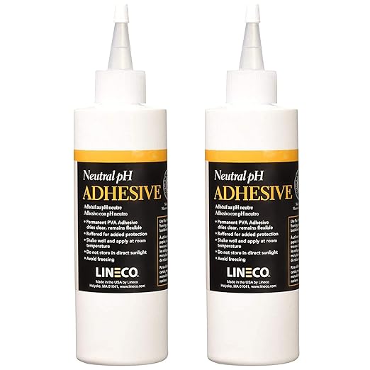 Lineco Neutral pH Adhesive, Acid Free All-Purpose Glue, White, 8 OZ, 2 Pack | Dries Clear, Remains Flexible, Used for Bookbinding and Book Repair, Framing, Collages, Paper Art and Crafts