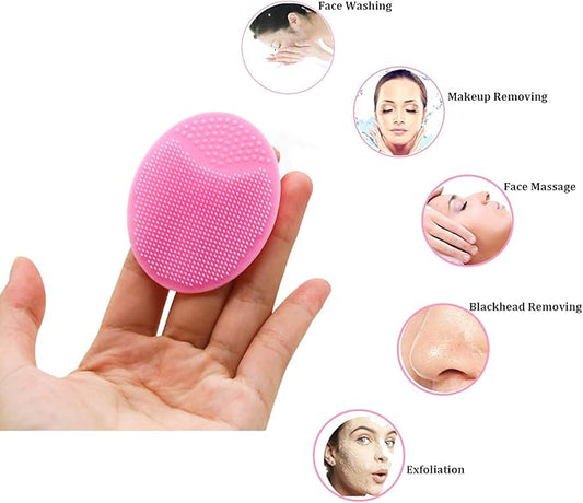 Face Scrubber,Soft Silicone Facial Cleansing Brush Wash Sponge Massage Pore Blackhead Removing Exfoliating Scrub for Sensitive Greasy Dry and All Kinds of Skin (4-Mixed Color)
