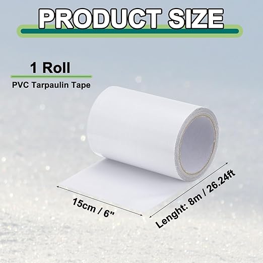 PATIKIL Awning Repair Tape 6" x 26ft Waterproof Canvas Tape High Adhesive Tear Repair Patch Kit for PVC Tarpaulin Tent Awning Fabric RV Sail Boat Cover, White
