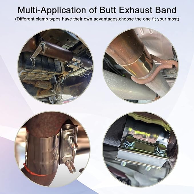 ID 2 Inch Exhaust Clamp, Stainless Steel 2" Lap Joint Band Clamp Sleeve Coupler Fit For OD 2" Pipes