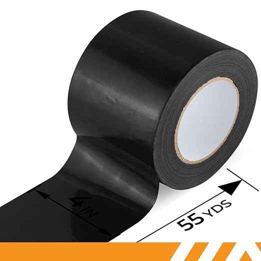 GTSE Wide Duct Tape, Black, 4 Inches x 55 Yards (164 ft), Heavy Duty, Waterproof Repair Tape for Indoor or Outdoor Use, 12 Rolls