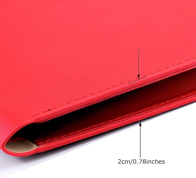 PU A4 Leather File Folder Document Holder Folder Stylish Portfolio Envelope Case with Strap and Invisible Magnetic Closure (Red)