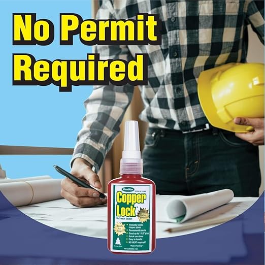 Copper Lock 2 oz, No Heat Liquid Solder for Copper, Brass & Yellow Metals, Instant Leak Proof Seal up to 500 PSI, -60°F to +300°F, Bonding Solution for Plumbing & HVAC (10-800)