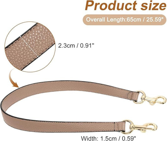 uxcell 25.59 Inch PU Leather Short Bag Strap with Clasp, Purse Handles Handbags Replacement Straps for Clutch Bag Underarm Bags, Tawny, Gold Buckle