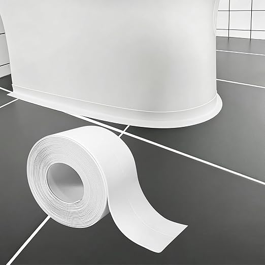 Caulk Tape, 1 Roll White Caulk Tape Waterproof Self Adhesive, Caulking Sealant Tape for Kitchen, Countertop, Bathroom, Sink, Shower, Bathtub, Toilet Edge Protectorwith Sealing Tool(1.5" x 10.5Ft)