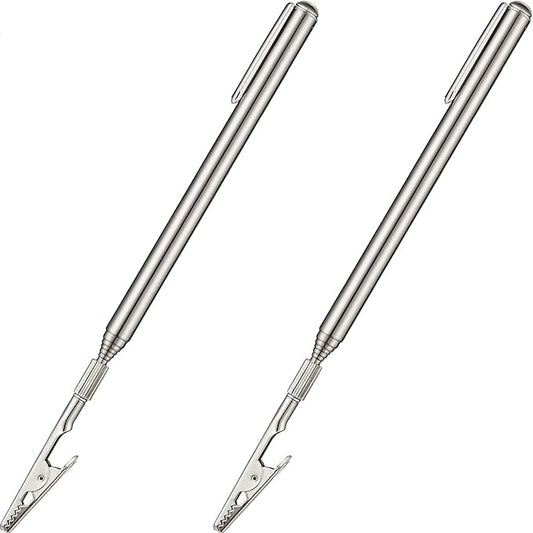 Mudder 2 Pcs Telescoping Clip Telescopic Metal Wire Clamp with Pen Bracelet Helper Tool Extendable for Mechanics Automobile Repair Jewelry Fix Range 8.27-36 inch