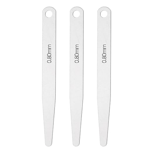 HARFINGTON 3pcs Metric Thickness Feeler Gauge 0.8mm Single Blade Oval Feeler Gauge 3CR-13 Stainless Steel Gap Measuring Tool for Repair Valve Guitar Spark Plug