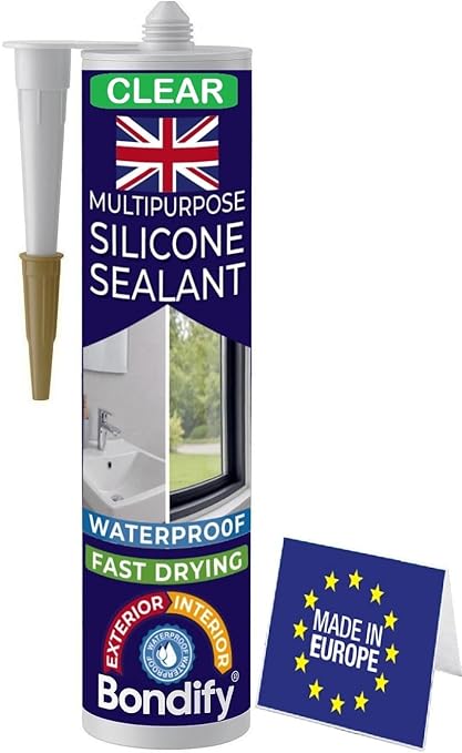 Waterproof Silicone Sealant Clear, Kitchen & Bathroom Sealant Solvent Free, 10 oz, Ideal for Sink, Sanitary, Bath, Shower Sealant, Window