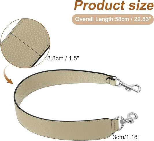 uxcell 22.83 Inch PU Leather Short Bag Strap with Clasp, Purse Handles Handbags Replacement Straps for Clutch Bag Crossbody Underarm Bags, Khaki, Silver Buckle