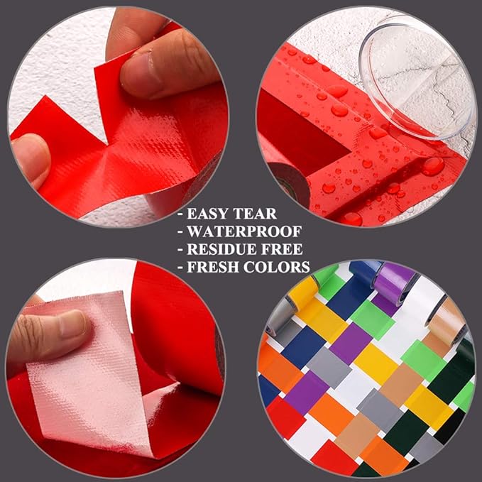 LLPT Duct Tape Premium Grade 2.36 Inches x 108 Feet x 11 Mil Easy Tear Residue Free Strong Adhesive Color Red (DT244)