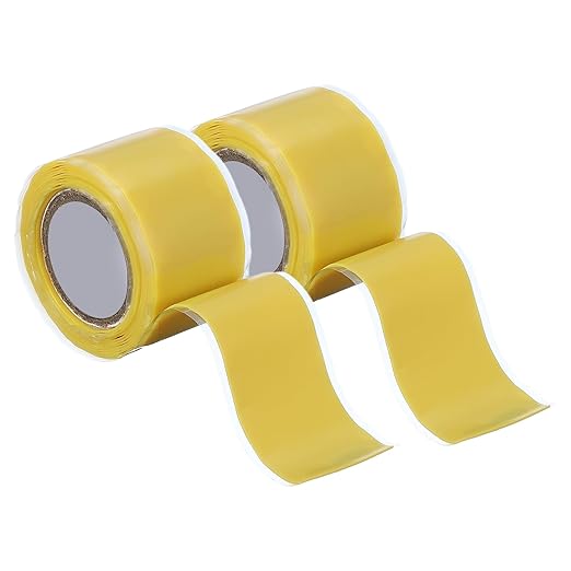 uxcell 2 Pcs Self Fusing Silicone Tape, 1" x 5ft Waterproof Water Leak Sealing Tape for Plumbing Pipe Hose Repair Handles, Yellow