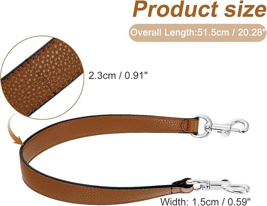 uxcell 19.29 Inch PU Leather Short Bag Strap with Clasp, Purse Handles Handbags Replacement Straps for Clutch Bag Underarm Bags, Brown, Silver Buckle