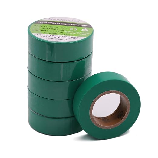 Electrical Tape 6 Pack 3/4-Inch by 30 Feet, Voltage Level 600V Dustproof, Adhesive for General Home Vehicle Auto Car Power Circuit Wiring Green (30Ft Green)