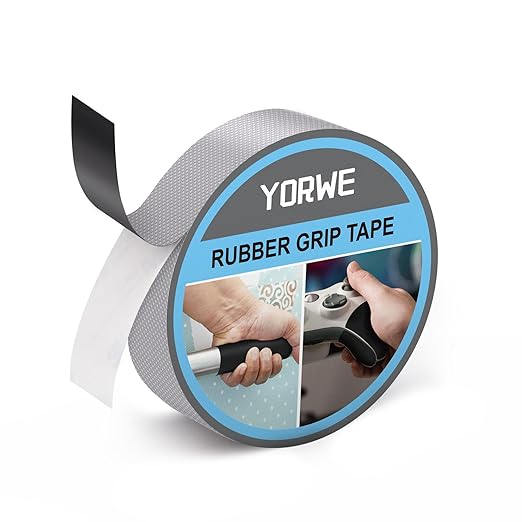 Yorwe Rubber Grip Tape, Ultra-Thin Strong Adhesive Anti-Slip Waterproof Heat Resistant Wear-Resistant Cushion Pad, Making Handles or Contact Surfaces Safer, with Grip and Comfort (Gray, 1In x 10Ft)