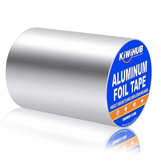 Aluminum Foil Tape, 6 inch x 65ft(3.9Mil), Heavy Duty HVAC Tape, Insulation Adhesive Metal Tapes for Ductwork, Dryer Vents Pipe, Sealing and Repairing