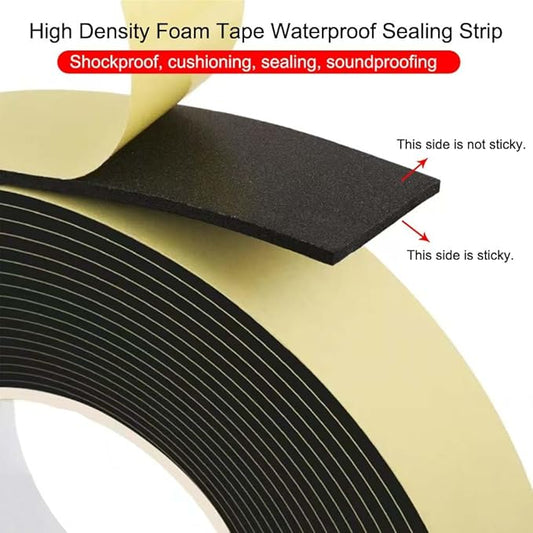 High Density Foam Tape Waterproof Sealing Strip, Single-Sided Adhesive EVA Self Adhesive Weather Strip for Insulating Door Frame, Window, Air Conditioner (0.6in X 32.8Ft,1/8 in Thick)