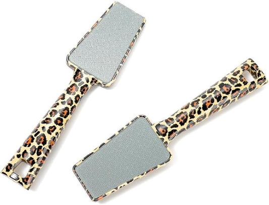 Pop Sonic Nano Glass Foot File | Professional Callus Remover for Feet & Heel | Gentle Exfoliating Foot Rasp & Dead Skin Remover for Dry Cracked Heels | Wet/Dry Pedicure Tool for Home & Salon (Leopard)