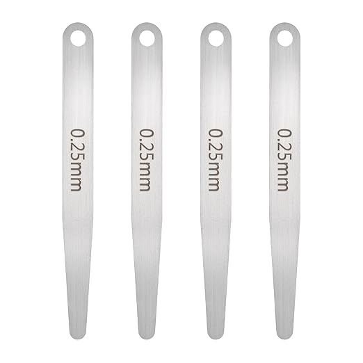 HARFINGTON 4pcs Metric Thickness Feeler Gauge 0.25mm Single Blade Oval Feeler Gauge 304 Stainless Steel Gap Measuring Tool for Repair Valve Guitar Spark Plug
