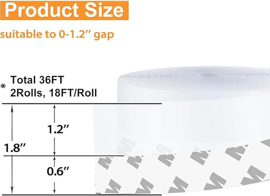 36 Ft Weather Stripping Door Seal Strip Tape,Silicone Door Draft Stopper,Self Adhesive Shower Door Bottom Seal and Door Insulation Strip for Door Frame Windows and Glass Gaps (Transparent, 45mm)