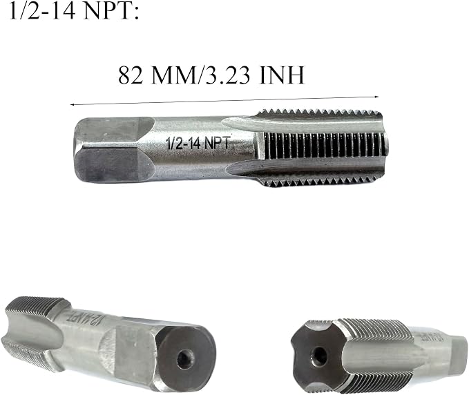 2 Pcs 1/2 NPT Hand Threading Tap,Carbon Steel NPT Pipe Taps for Plumbing Projects,Auto Repairs and Other Various DIY Thread Cutting Tools Small Poject