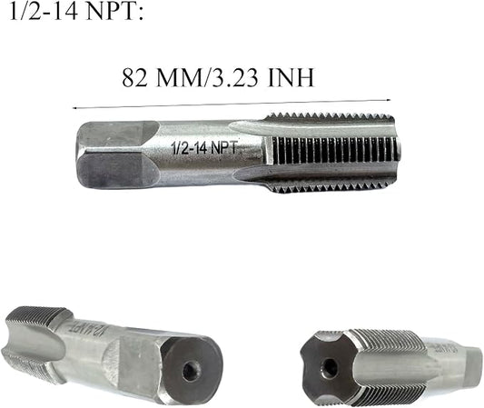 2 Pcs 1/2 NPT Hand Threading Tap,Carbon Steel NPT Pipe Taps for Plumbing Projects,Auto Repairs and Other Various DIY Thread Cutting Tools Small Poject