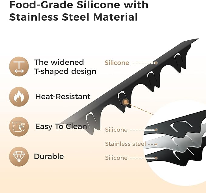 Silicone Stove Gap Covers with Stainless Steel, Oven Gap Filler Seals Gaps Between Stovetop and Counter, Stove Gap Guards Range Trim Kit, Easy to Clean Stove Gap Guard (Black 2 Pack,20.86")