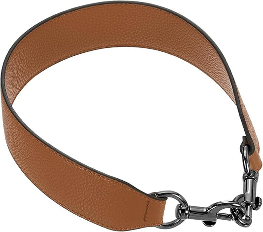 uxcell 22.83 Inch PU Leather Short Bag Strap with Clasp, Purse Handles Handbags Replacement Straps for Clutch Bag Crossbody Underarm Bags, Brown, Metallic Black Buckle