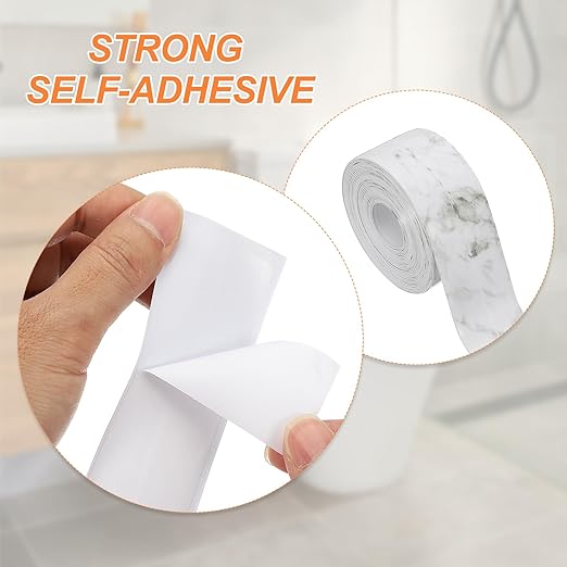 PATIKIL Caulk Tape Waterproof Self Adhesive, PVC Toilet Caulking Sealant Strip Bathtub Caulk Sealing Strip Tape for Bathroom Kitchen Countertop, Slate Stone Pattern (1.5 Inch x 16.4 Ft)