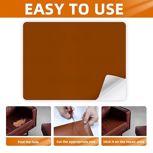 BSZHTECH Leather Repair Tape, Self-Adhesive Leather Repair Patch for Couch Furniture Sofas Car Seats, Advanced PU Vinyl Leather Repair Kit(Brown, 3.9 X 79 inch)