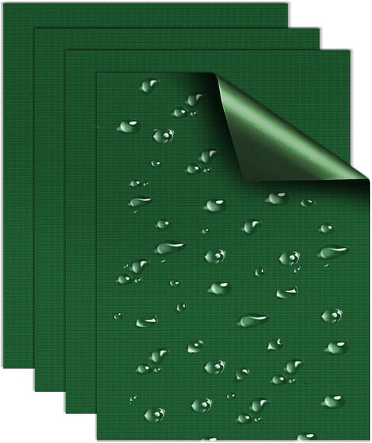 Waterproof Nylon Fabric Repair Tape Tent Repair Kit, 4pcs Outdoor Gear Tenacious Fix Tape, Self-Adhesive Fabric Patches for Clothes, Down Puffer Jacket, Tent, Sleeping Bag, Backpack, Green
