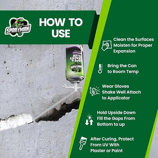 Sprayman Gaps and Cracks Filler Foam - Polyurethane Expanding Foam Sealant for Insulating Doors & Windows, Waterproof & Paintable, Straw Use - 12oz, 2 Pack