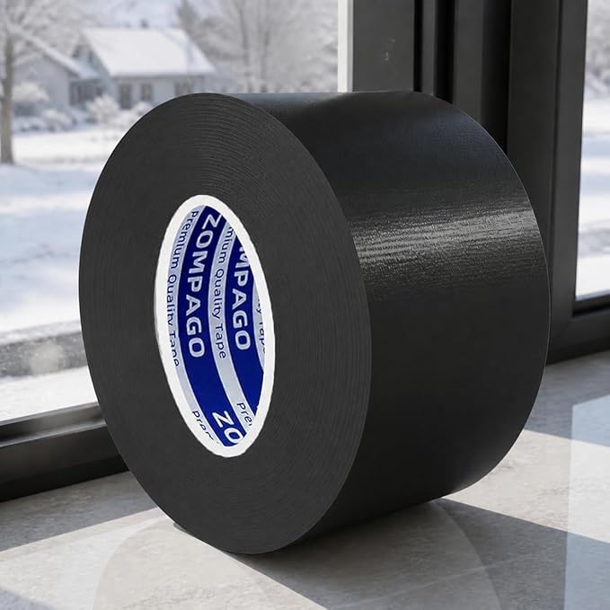 ZOMPAGO Black Window Weather Sealing Tape 2.4in x 33FT, Cloth Draft Stopper for Sliding Door & Gap Filler, Strong Adhesive Window Seal Tape Air Conditioner Door Weather Stripping Insulation