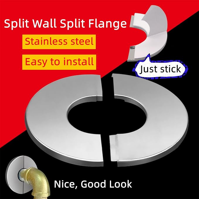 Wall Split Flange, Stainless Steel Round Escutcheon Plate for 0.91"/23mm Diameter Pipe, Pack of 12