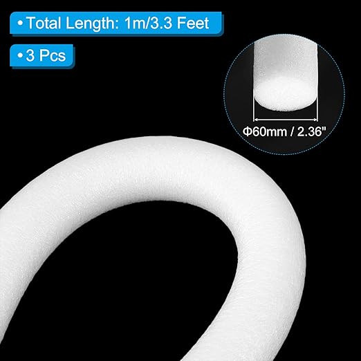 PATIKIL 2-3/8 Inch x 3.3 Feet Backer Rod for Gaps and Joints, 3pcs Foam Rope Caulk Crack Joint Filler Roll Seal Weather Strip for Home Construction Car, White