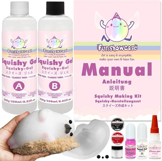 Taba Squishy Kit Big Seal Silicone Mold 6''+Liquid Gel+Flocking Cute Animal Making Set