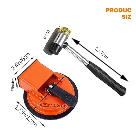Floor Gap Fixer Tool- Strong Suction Cup, Plank Grabber with Suction Cup, Flooring Gap Repair Tool for Wood, Tile, Vinyl & Laminate Flooring | Floor Installation & Repair Kit (Suction Cup + Hammer)