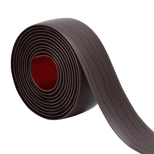 Floor Transition Strip 2" Self Adhesive Flat Vinyl Flooring Transitions Strip with Strong Backing Wood Grain 5cm, 10FT, Dark Walnut