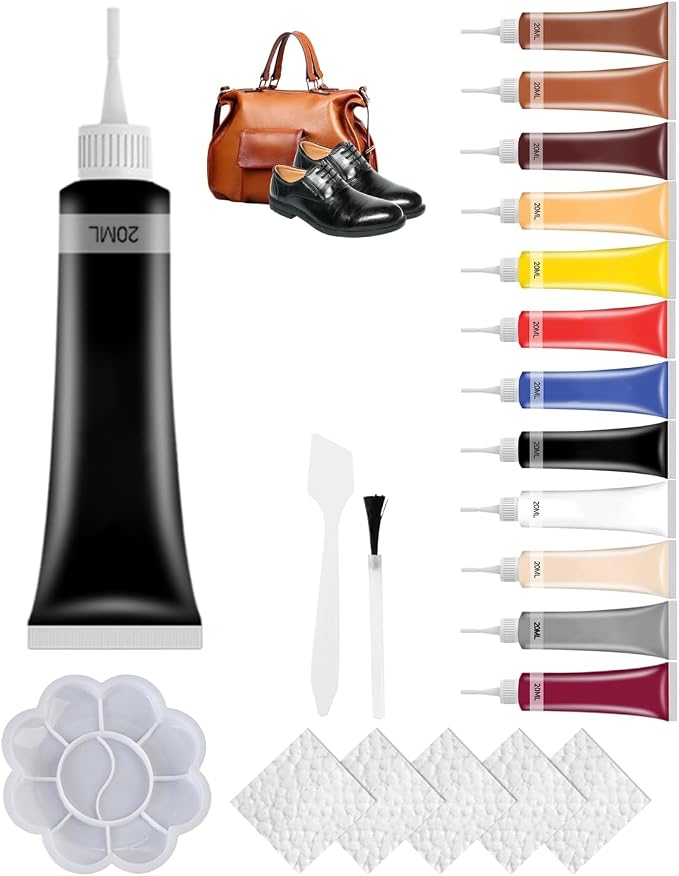 2026 New Advanced Leather Repair Gel, Upgrade Leather Repair Kit for Car Seat Vinyl Repair Kit, Professional Leather Repair Coloured Cream Gel, Multifunctional Couch and Jacket Repair Kit (A03)