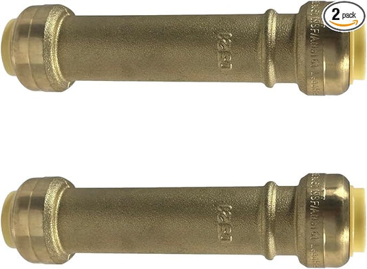 2 Pcs. XFITTING 1/2" Push Fit Slip/Repair Coupling, 1/2" Push to Connect Slip Coupling