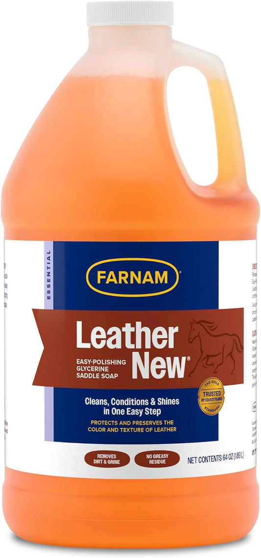 Farnam Leather New Easy-Polishing Glycerine Saddle Soap and Leather Saddle Cleaner, Protects and Preserves Leather, Cleans, Conditions and Polishes, 64 Oz.