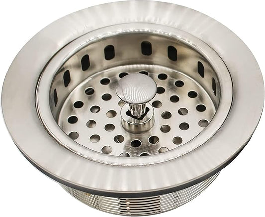 Westbrass D214-20 3-1/2" Post Style Large Kitchen Sink Basket Strainer, Stainless Steel