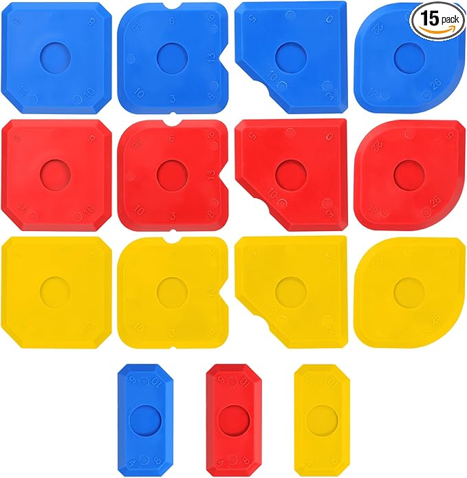 15 PCS Caulking Kit Silicone Sealant Finishing Tools Multi-Edge Sealant Applicator Smoother Portable Sealants Grout Scraper Sealants Grout Finishing Sealing Caulking Tool for Bathroom Floor Window