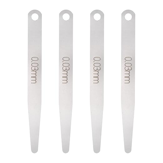 HARFINGTON 4pcs Metric Thickness Feeler Gauge 0.03mm Single Blade Oval Feeler Gauge 304 Stainless Steel Gap Measuring Tool for Repair Valve Guitar Spark Plug