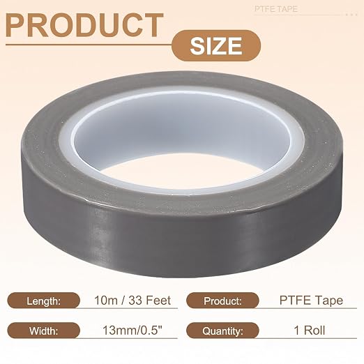 PATIKIL 0.5" x 33ft Heat Resistant Tape, High Temperature Tape PTFE Adhesive High Heat Tape Waterproof Smooth Surface for Vacuum Sealer Machine Insulation Protection, 0.1mm Thick, 1PCS